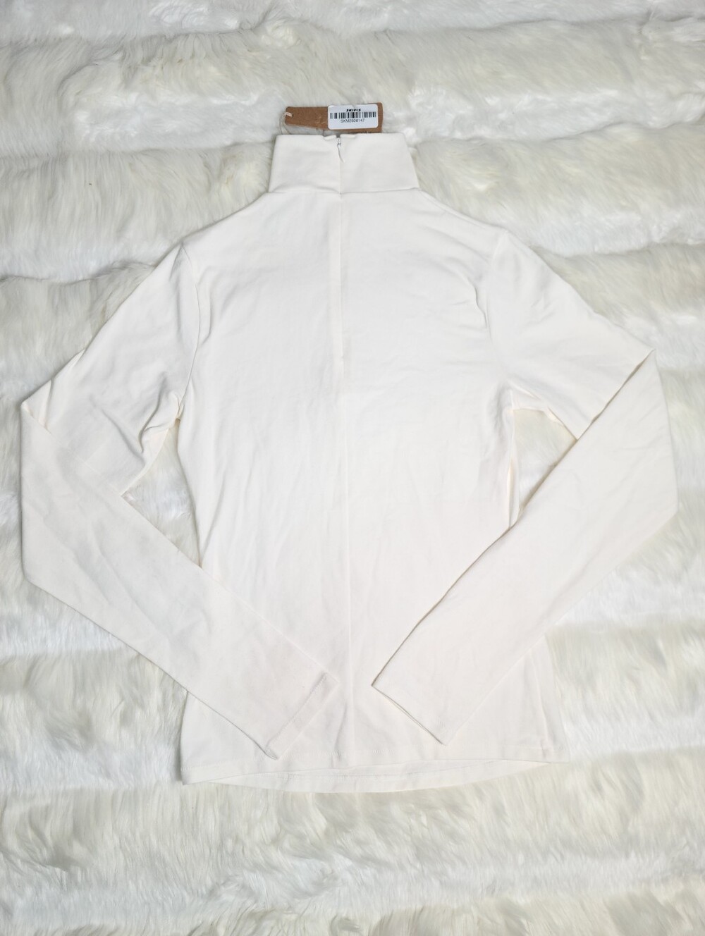 SKIMS Cotton Jersey Turtleneck Longsleeve Stretch White Marble Women Medium NEW